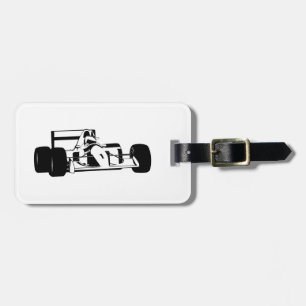 Etiqueta De Bagagem Race Car Silhouette preto e branco