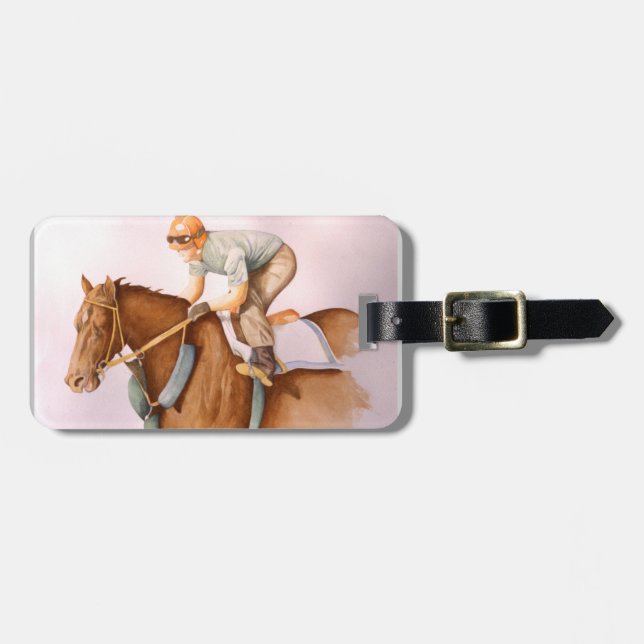 Etiqueta De Bagagem Race Horse e Jockey (Frente Horizontal)