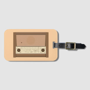 Etiqueta De Bagagem Rádio de madeira retrô dos anos 1940