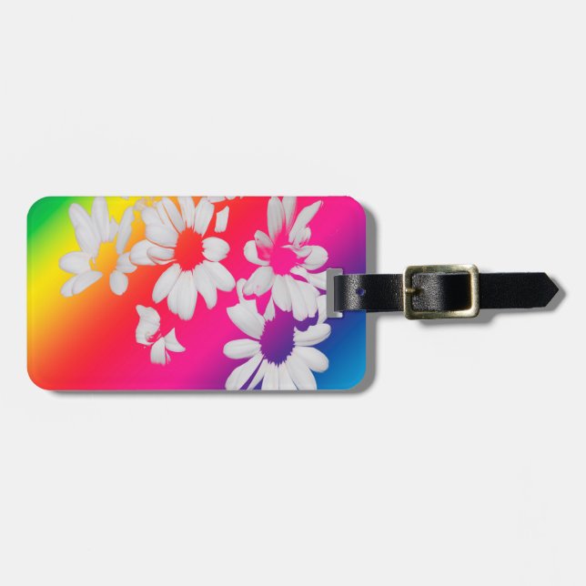 Etiqueta De Bagagem Rainbow daisies (Frente Horizontal)