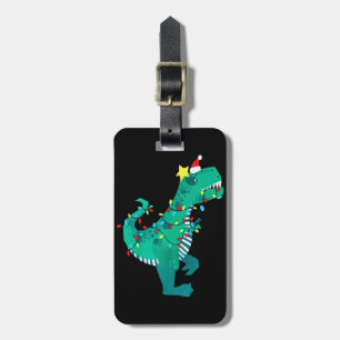Etiqueta De Bagagem Rainbow Dinossaur Roar no inverno