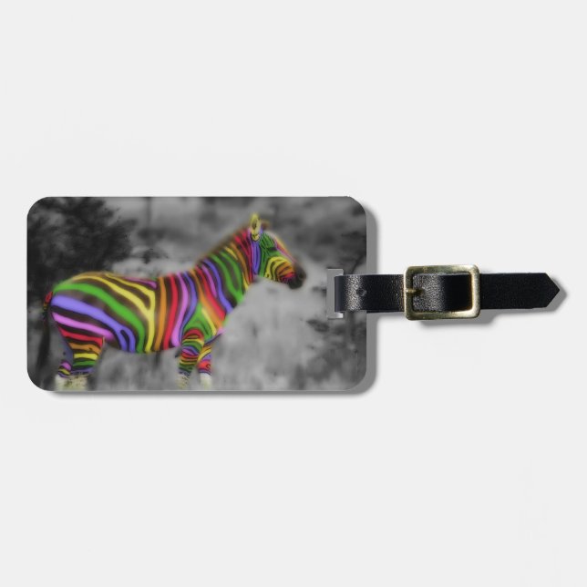 Etiqueta De Bagagem Rainbow Zebra (Frente Horizontal)