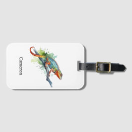 Etiqueta De Bagagem Ramal das Cores: Arte de Chameleon, personalização