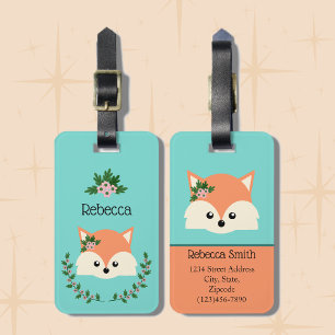 Etiqueta De Bagagem Rapariga de Raposa Personalizada Simples 