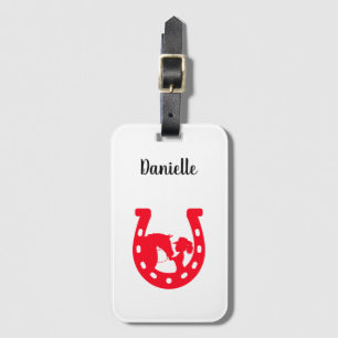 Etiqueta De Bagagem Rapariga Vermelha e Cavalo