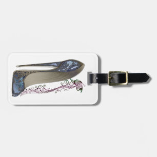 Etiqueta De Bagagem Rapsódia na arte azul dos calçados do estilete