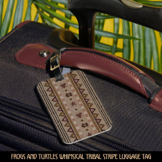 Etiqueta De Bagagem Rãs e Tartarugas Listra Tribal Caprichosa