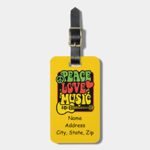 Etiqueta De Bagagem Rasta Peace Love Music