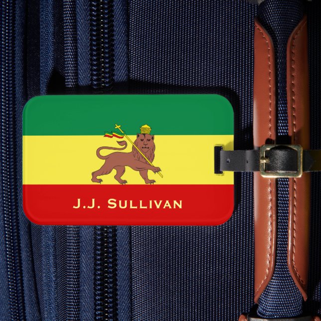 Etiqueta De Bagagem Rasta Reggae Leão de Judah (Frente Insitu 4)