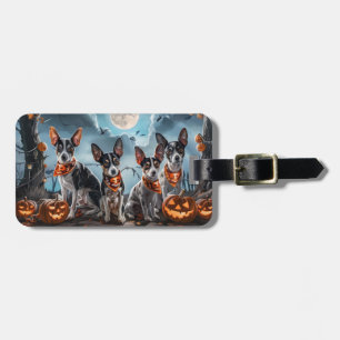 Etiqueta De Bagagem Rat Terrier Halloween Assustador 