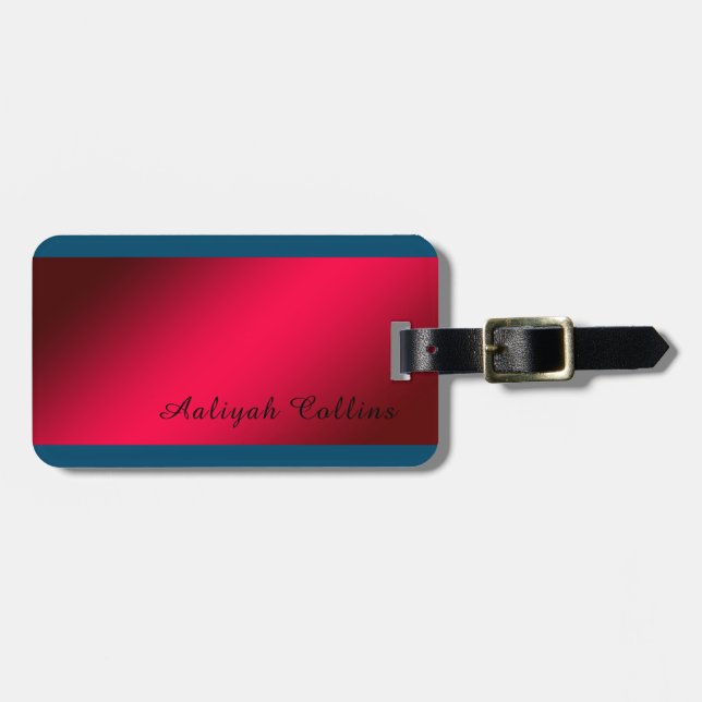 Etiqueta De Bagagem Red Blue Minimalist Professional Modern (Frente Horizontal)