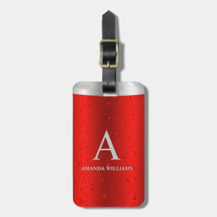 Etiqueta De Bagagem Red & Cinza Metal Drop Water Custom Name