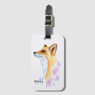 Etiqueta De Bagagem Red Fox Watercolor Personalizada