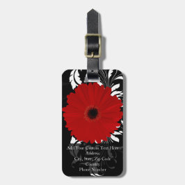 Etiqueta De Bagagem Red Gerbera Daisy w/Swirl Name