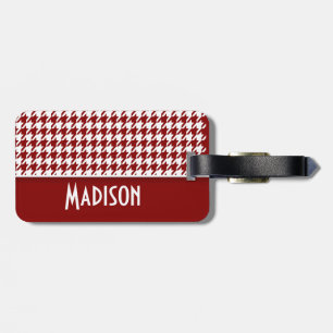 Etiqueta De Bagagem Red Houndstooth Escuro; Personalizado