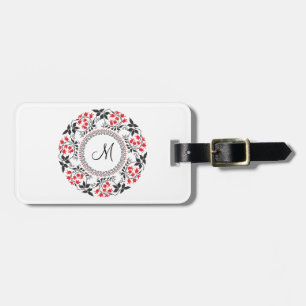 Etiqueta De Bagagem Red May lily ring Personalizado Monograma Inicial