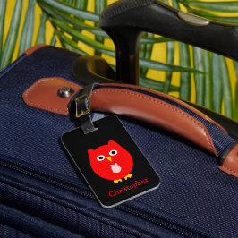 Etiqueta De Bagagem Red Owl Design Personalizado 