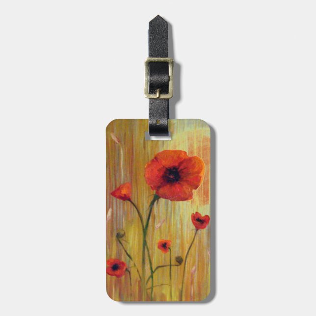 Etiqueta De Bagagem Red Poppy Flower Personalizada (Frente Vertical)