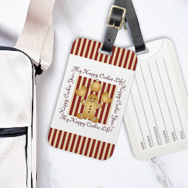 Etiqueta De Bagagem Red Stripe Natal Cookie Gingerbird Miúdos