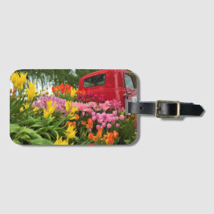 Etiqueta De Bagagem Red Truck com Tulips, Oregon