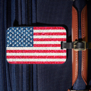 Etiqueta De Bagagem Red White Blue Patriotic American Flag Party