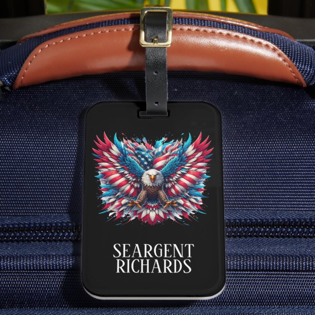 Etiqueta De Bagagem Red White e Blue American Eagle (Frente Insitu 2)