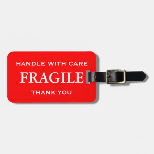Etiqueta De Bagagem Red White Fragile Handle com cuidado Obrigado