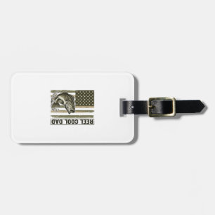 Etiqueta De Bagagem Reel Cool Dad Bass Fishing Flag Vector Design_1