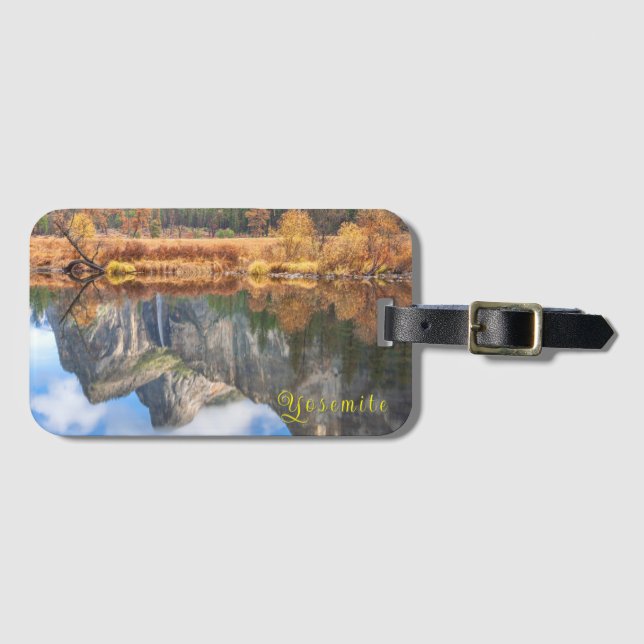 Etiqueta De Bagagem Reflexo das Quedas Bridalveil em Yosemite (Frente Horizontal)
