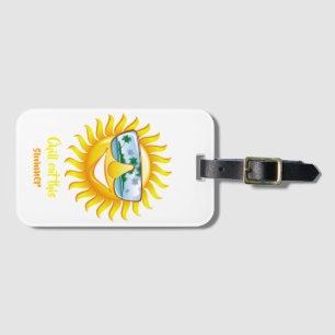 Etiqueta De Bagagem Refrigere para fora este verão com Sun de sorriso