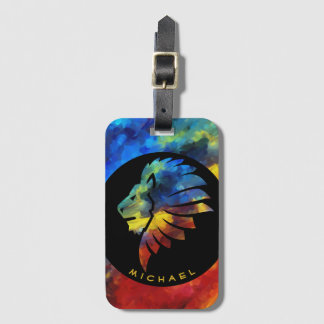 Etiqueta De Bagagem Rei da selva, nome de aquarela monograma