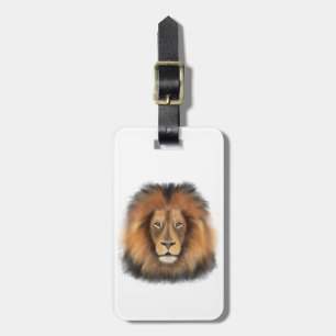 Etiqueta De Bagagem rei leão da selva realista masculino aquarela