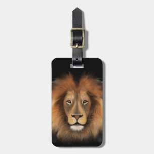 Etiqueta De Bagagem rei leão da selva realista masculino aquarela