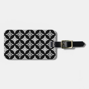 Etiqueta De Bagagem Remessa com Motif Flor, Preto, Branco e Cinza L