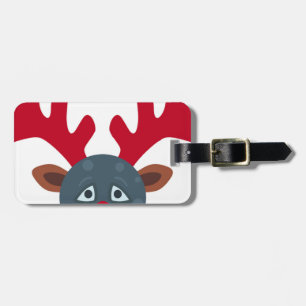 Etiqueta De Bagagem rena lua emoji de natal