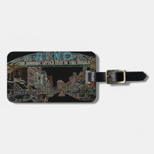 ETIQUETA DE BAGAGEM RENO NEVADA VINTAGE NÊON DE ÁGUA COLORIDA