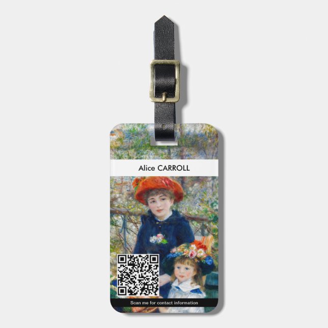 Etiqueta De Bagagem Renoir - Duas irmãs no Terrace - Código QR (Frente Vertical)