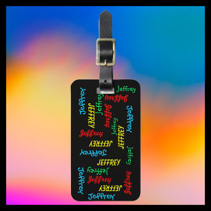 Etiqueta De Bagagem Repetição de Nomes - Barra de Fundo Preto