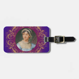 Etiqueta De Bagagem Retrato da cor de Jane Austen no quadro Dourado do