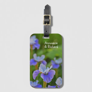 Etiqueta De Bagagem Retrato da Flor Íris Azul Personalizado