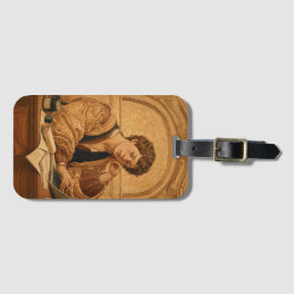 Etiqueta De Bagagem Retrato da Garota Renascentista Italiana com Fones