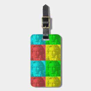 Etiqueta De Bagagem Retrato De Beethoven Em Quadrados