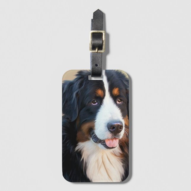 Etiqueta De Bagagem Retrato de Cachorro da Montanha Bernese (Frente Vertical)