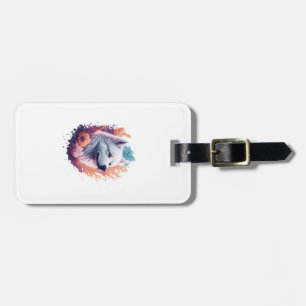 Etiqueta De Bagagem Retrato de Cachorro - Samoyed Flores Splash