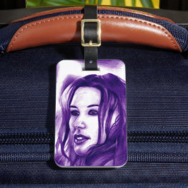 Etiqueta De Bagagem Retrato de Mulher Púrpura Original