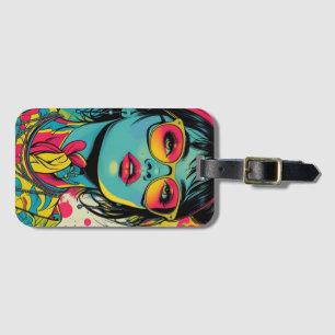 Etiqueta De Bagagem Retrato Diva Neon Pop - Arte Retroativa Negrito e