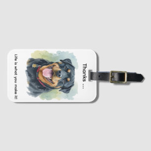 Etiqueta De Bagagem Retrato em aquarela do Rottweiler de estimação