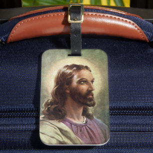 Etiqueta De Bagagem Retrato Religioso Vintage, Jesus Cristo com Auréol