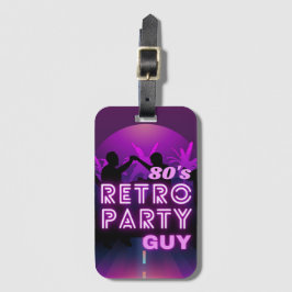 Etiqueta De Bagagem Retro 80s Disco Dance Party Neon Purple Funky