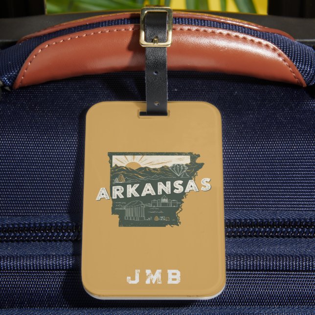 Etiqueta De Bagagem Retro Arkansas State Personalizado (Frente Insitu 2)
